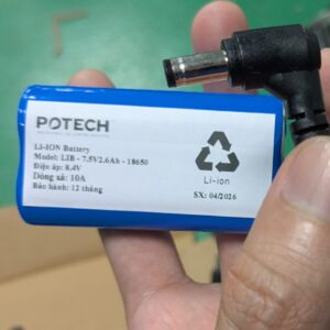 Pin Li-ion 7.5V 2.6Ah (2600mAh) - 2 Cell 18650, Mạch Bảo Vệ, Jack DC